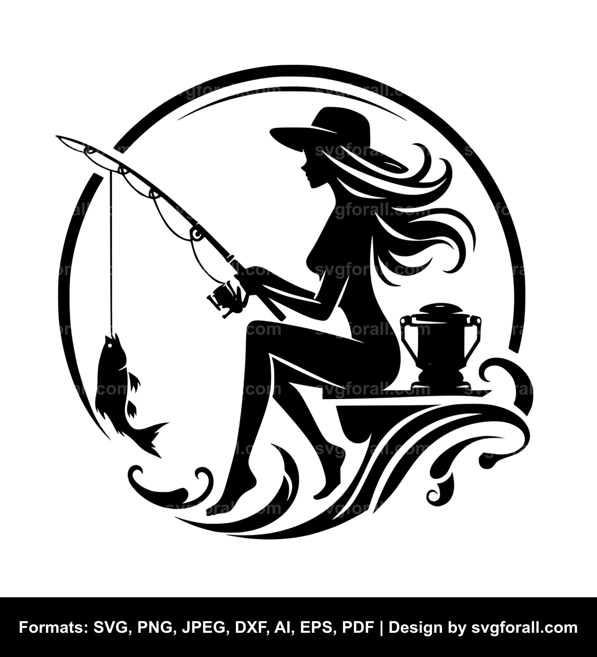 Fishing Girl SVG File