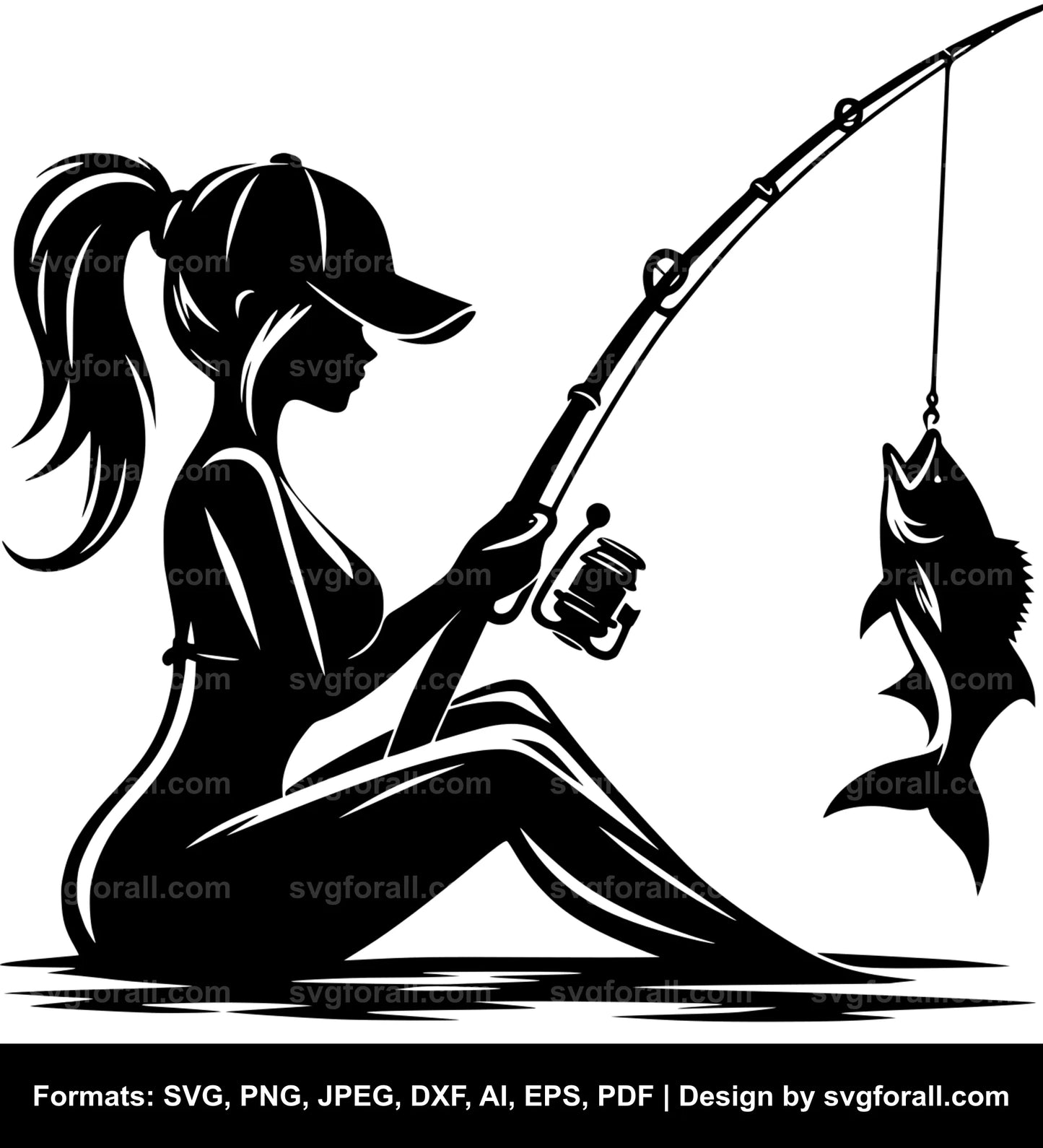 Fishing Girl SVG PNG