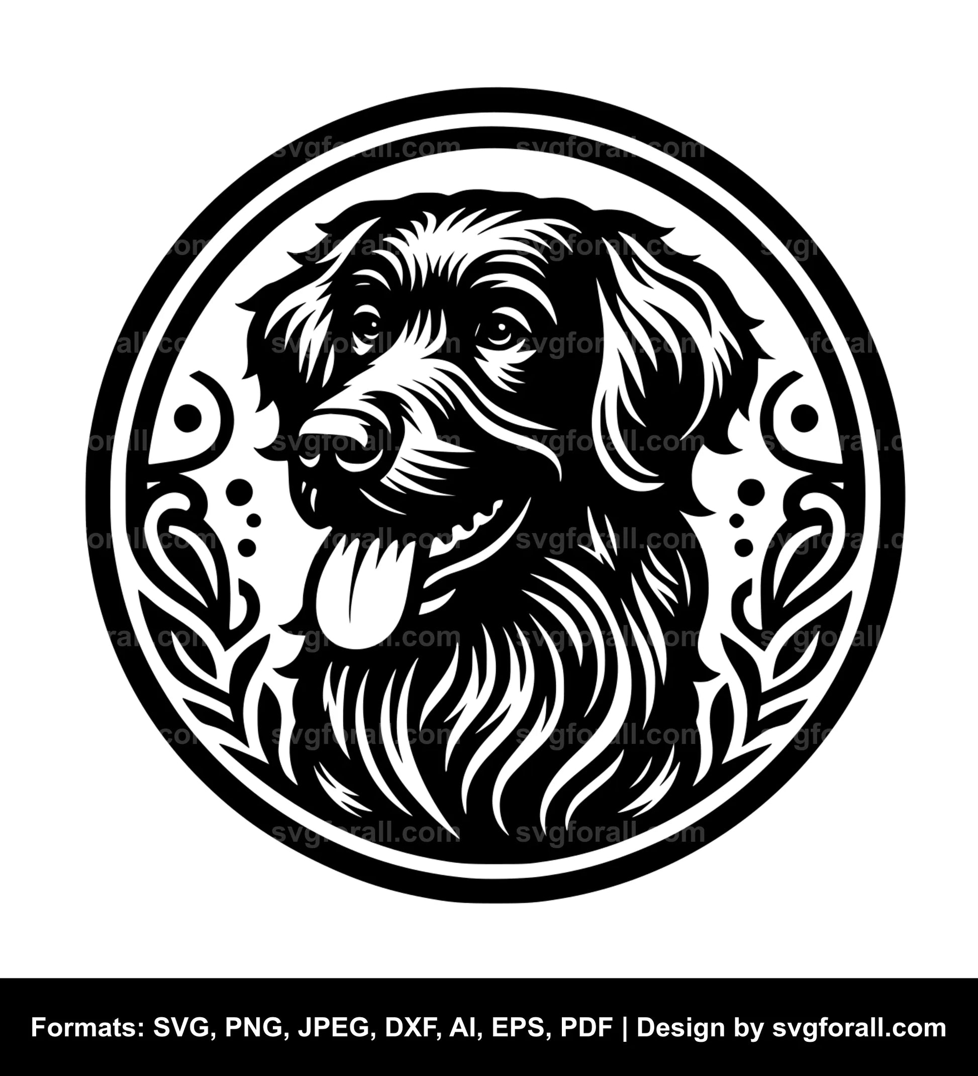 Flat Coated Retriever Dog Black SVG