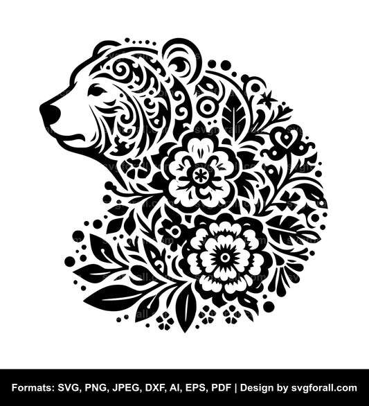 Floral Bear Cricut SVG