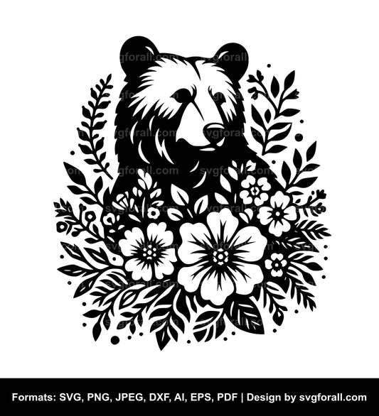 Floral Bear SVG