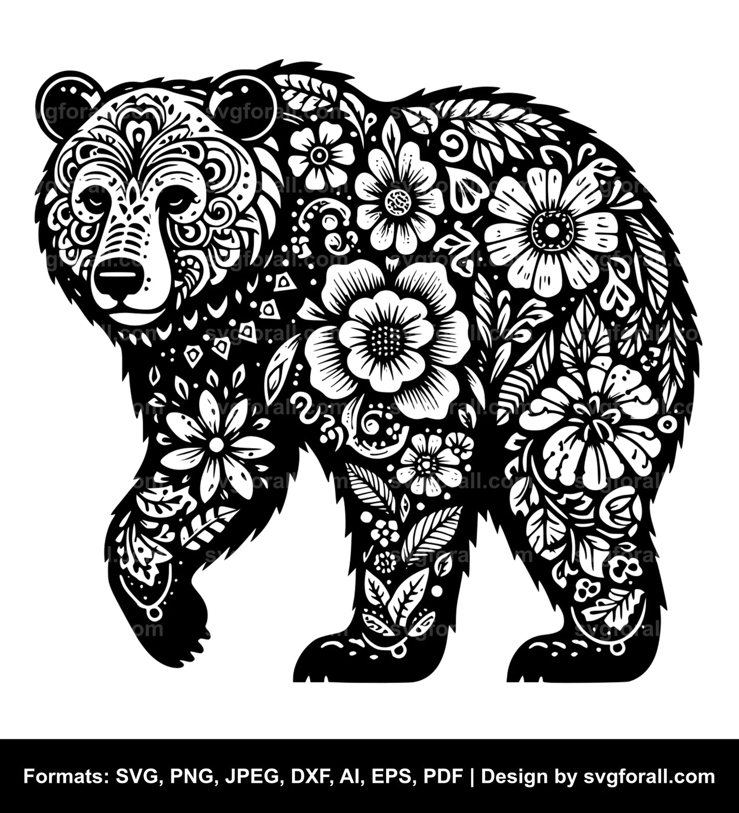 Floral Bear SVG File