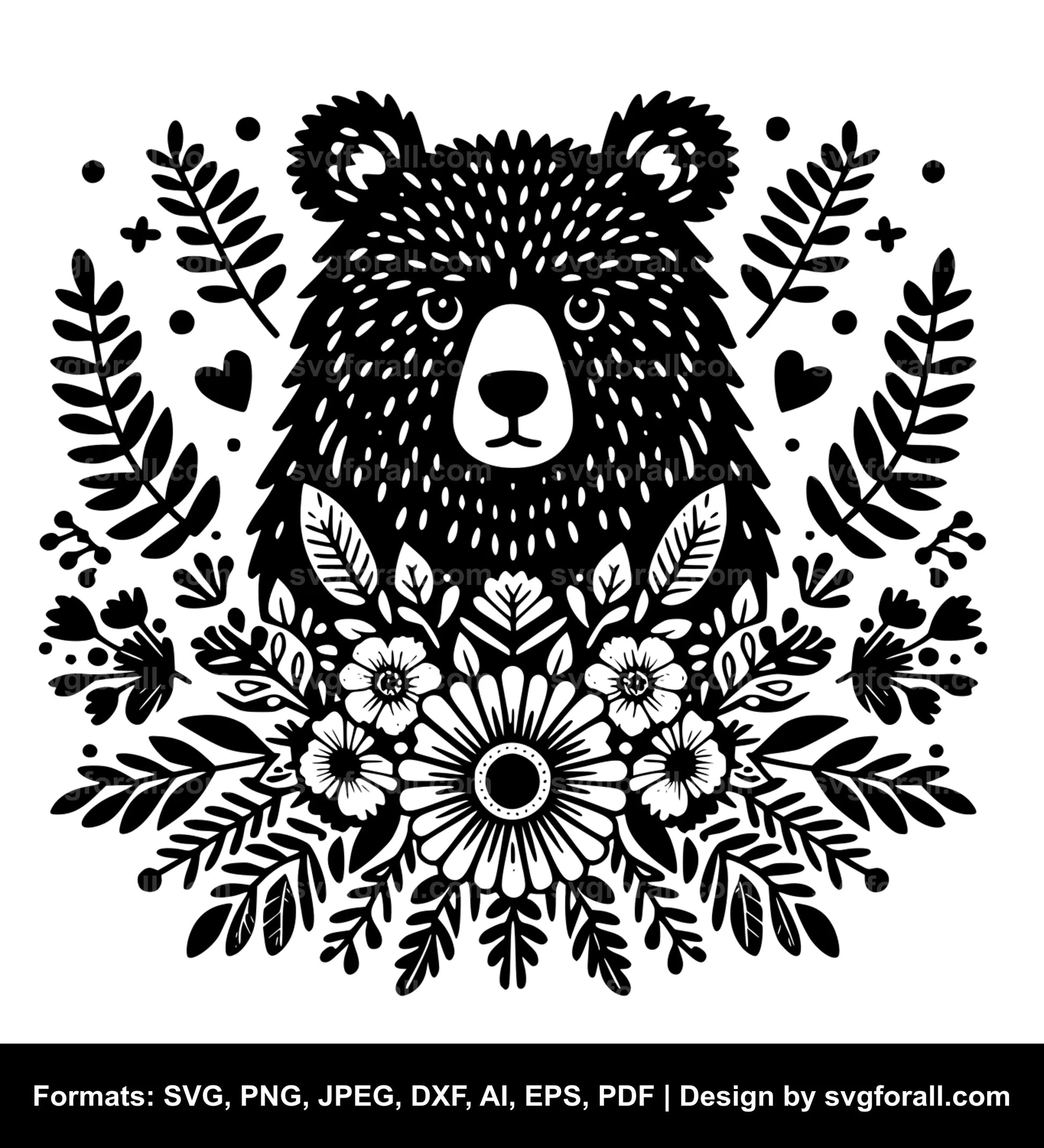 Floral Bear SVG PNG