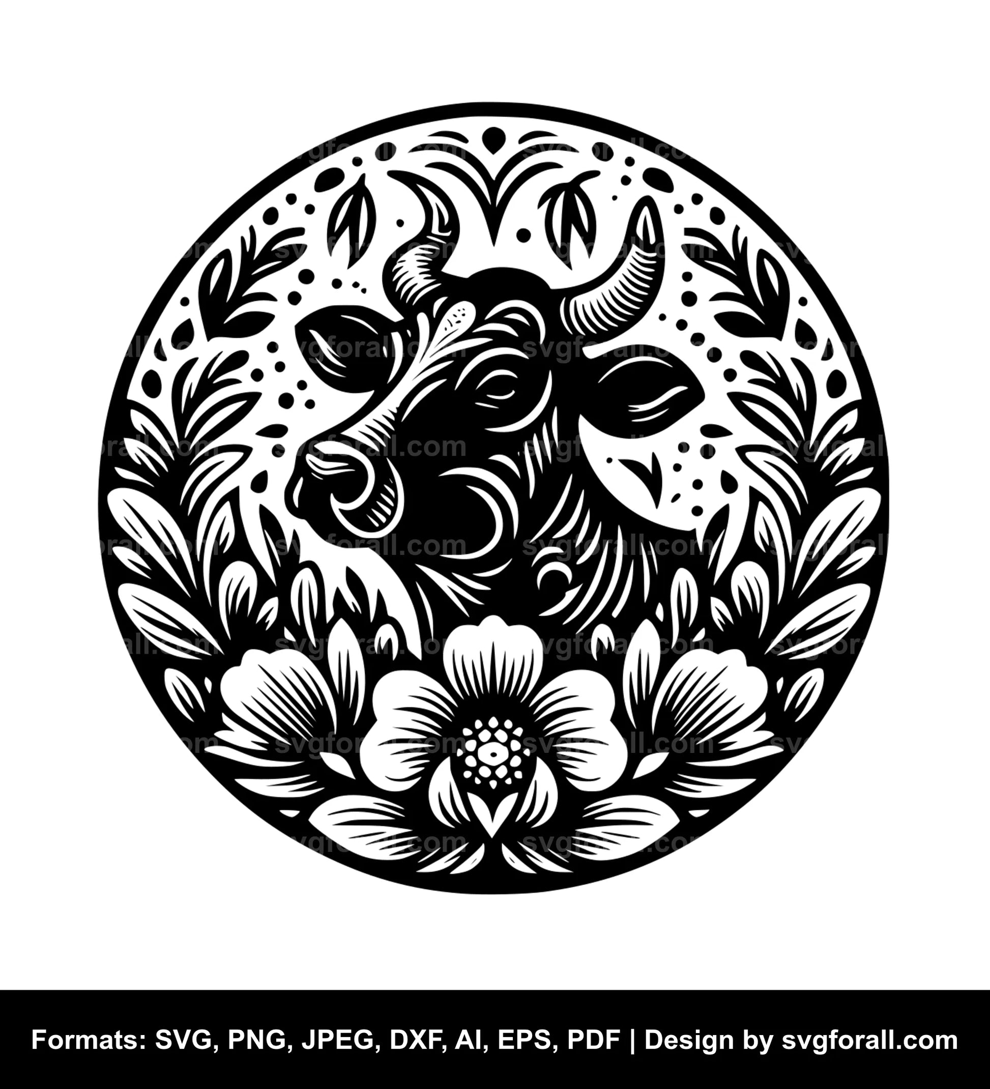 Floral Cow SVG