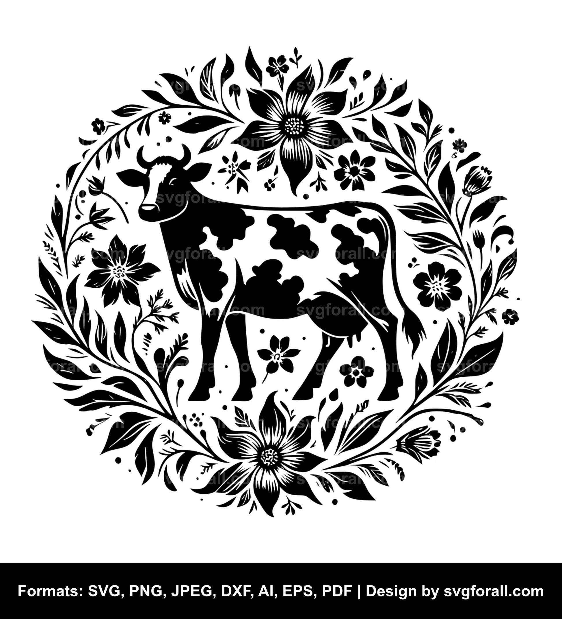 Floral Cow SVG File