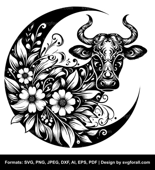 Floral Cow Vector SVG