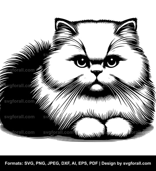 Fluffy Cat SVG Clip Art