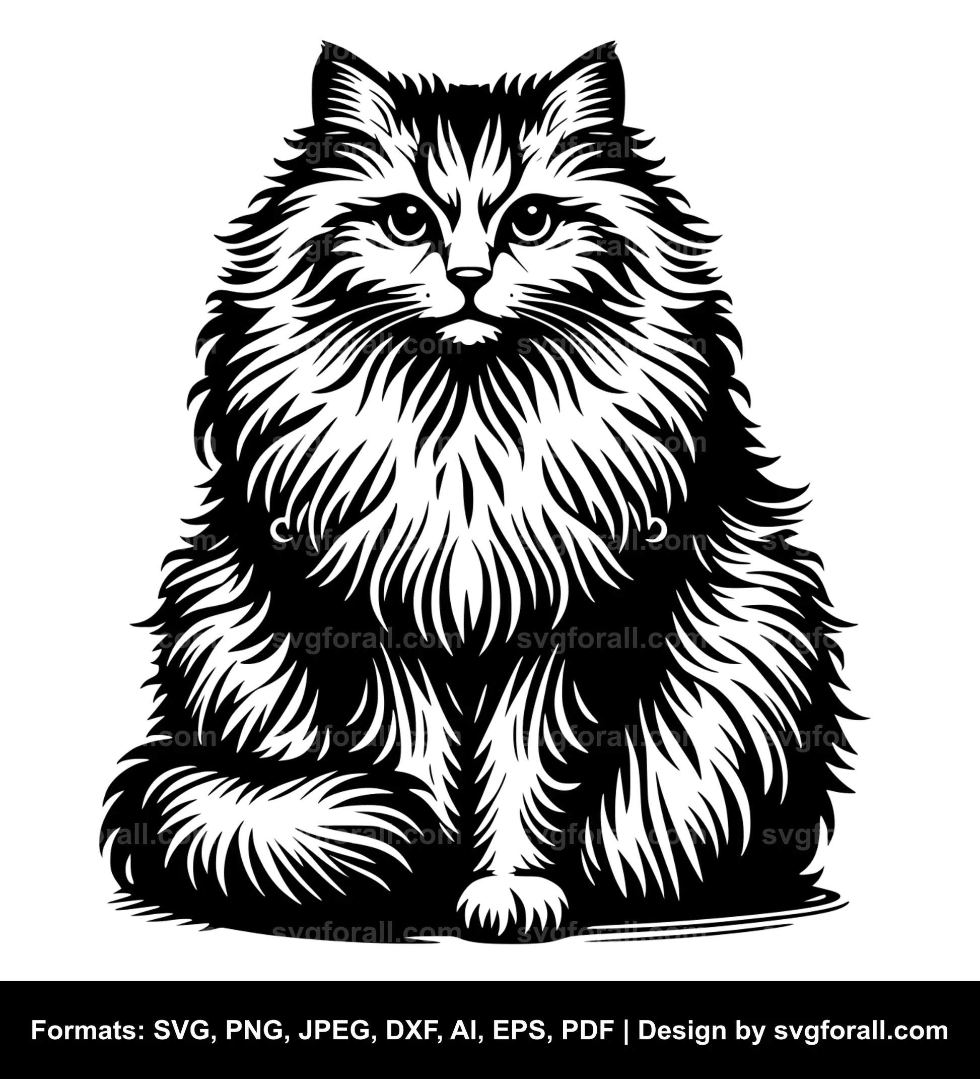 Fluffy Cat SVG Clipart