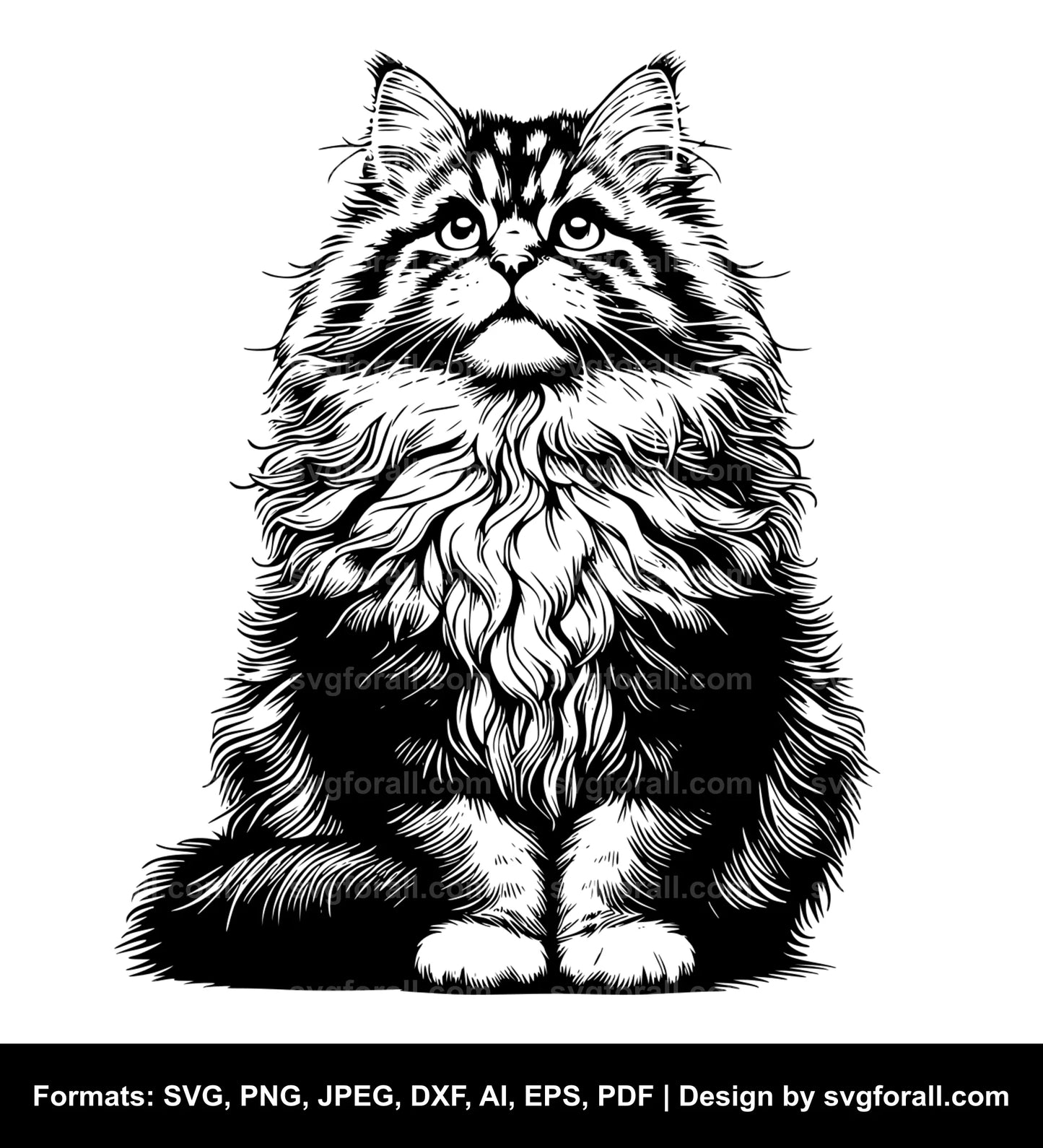 Fluffy Cat SVG Vector