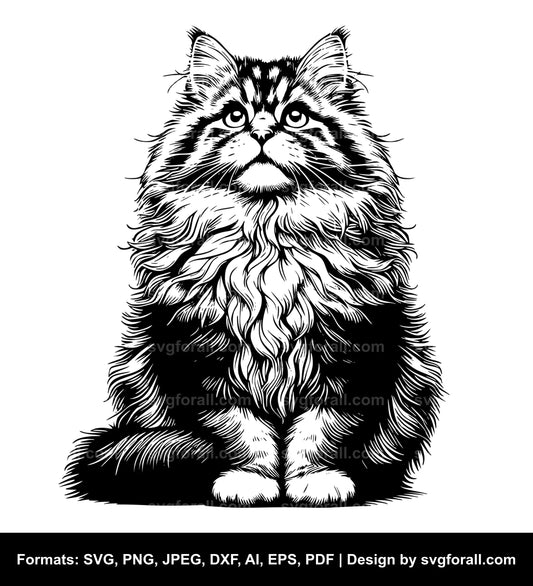 Fluffy Cat SVG Vector