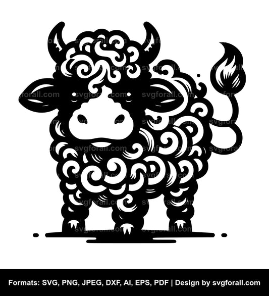 Fluffy Cow SVG Vector