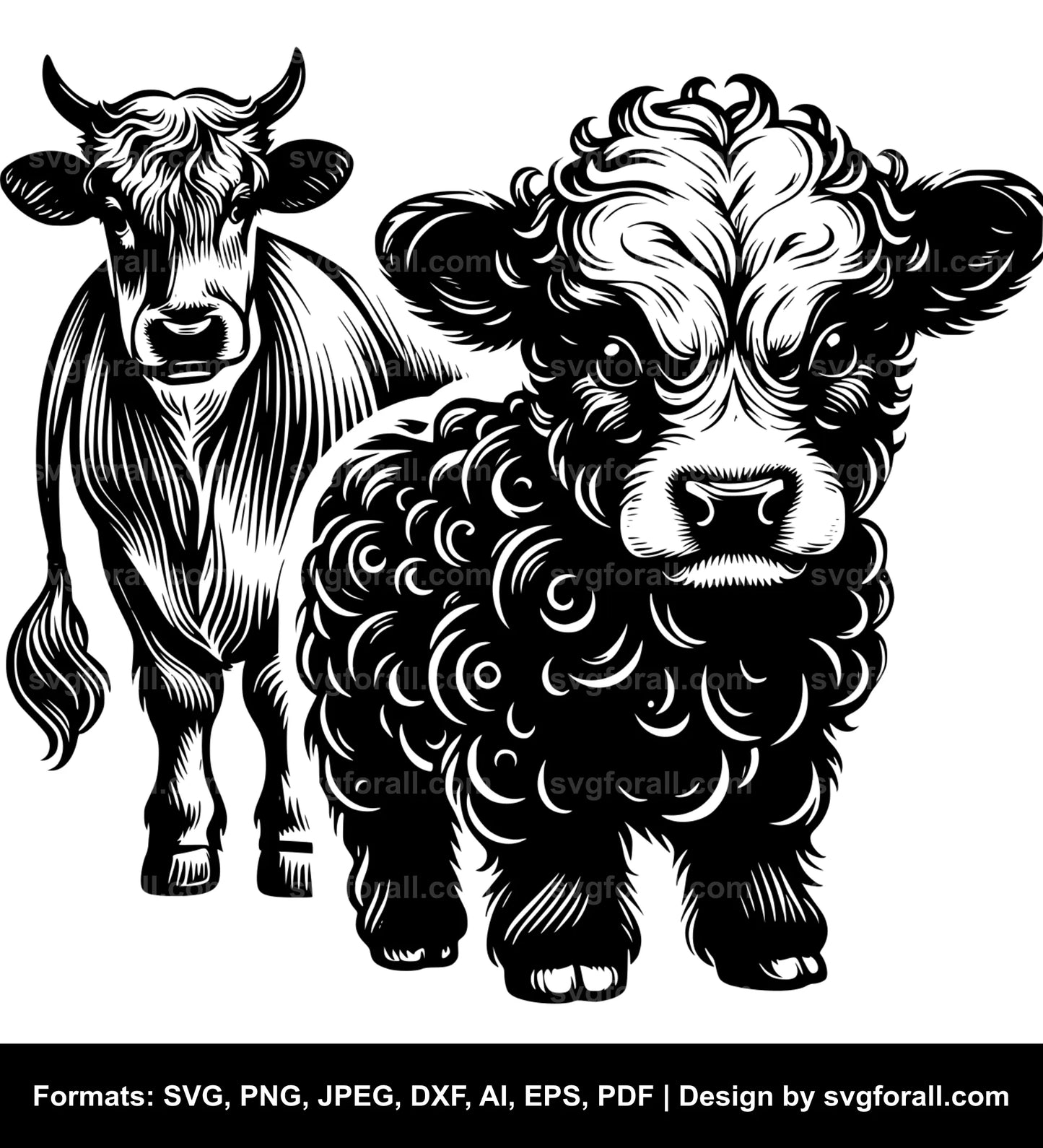 Fluffy Cow Vector SVG