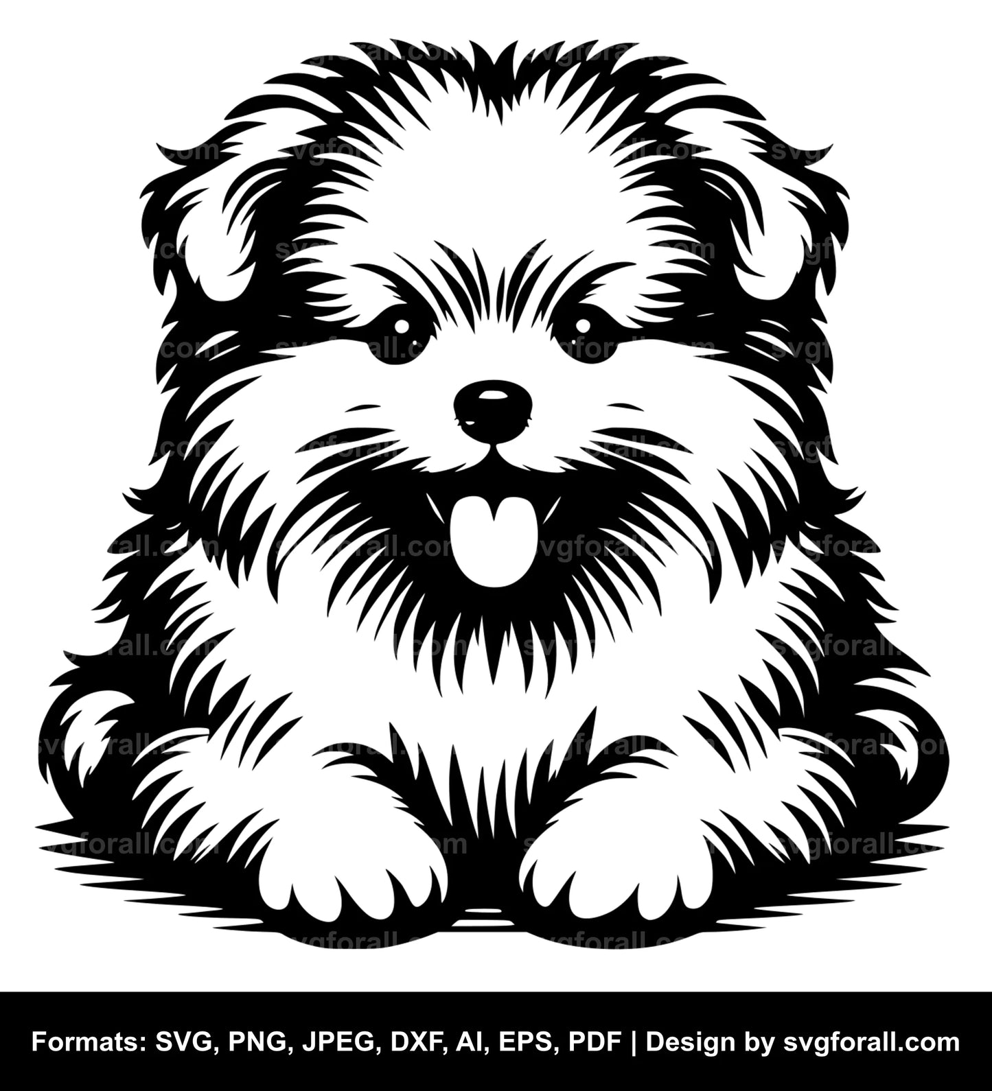 Fluffy Dog Black SVG