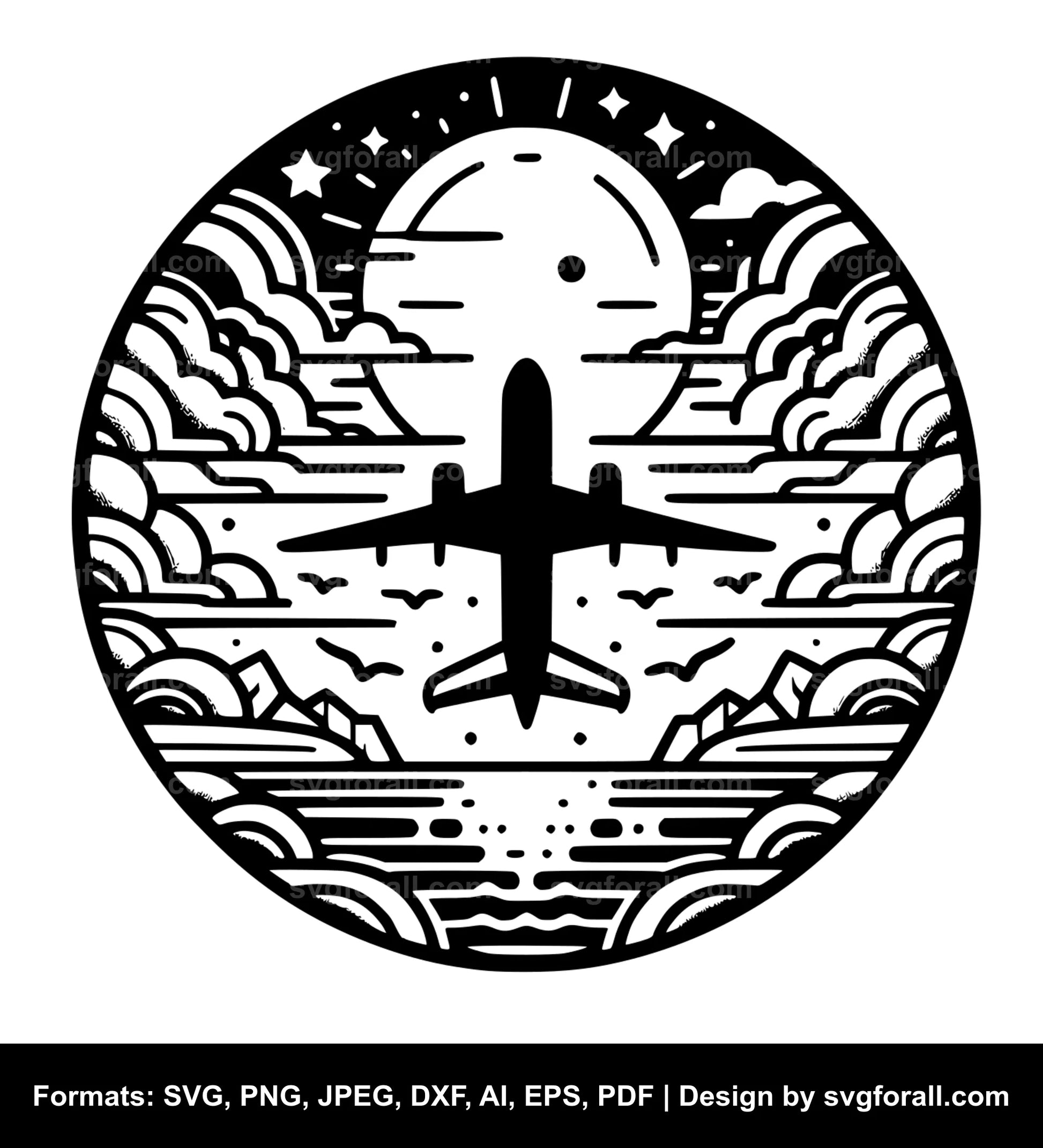 Flying Airplane Clipart SVG