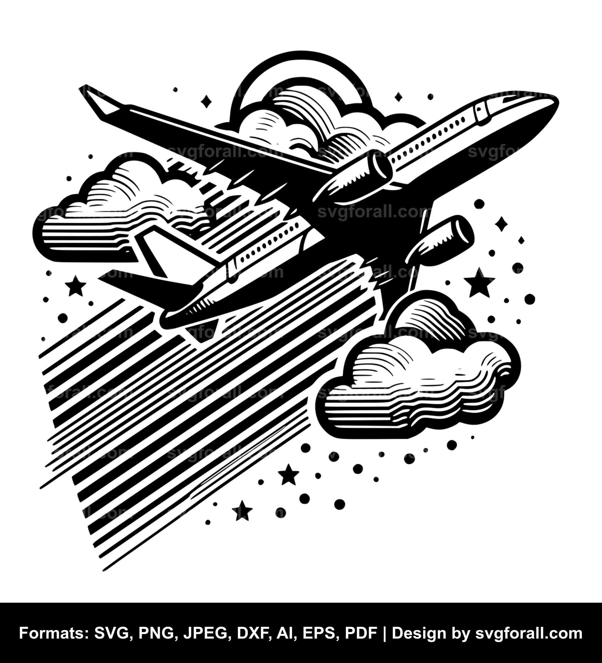 Flying Airplane SVG Clipart