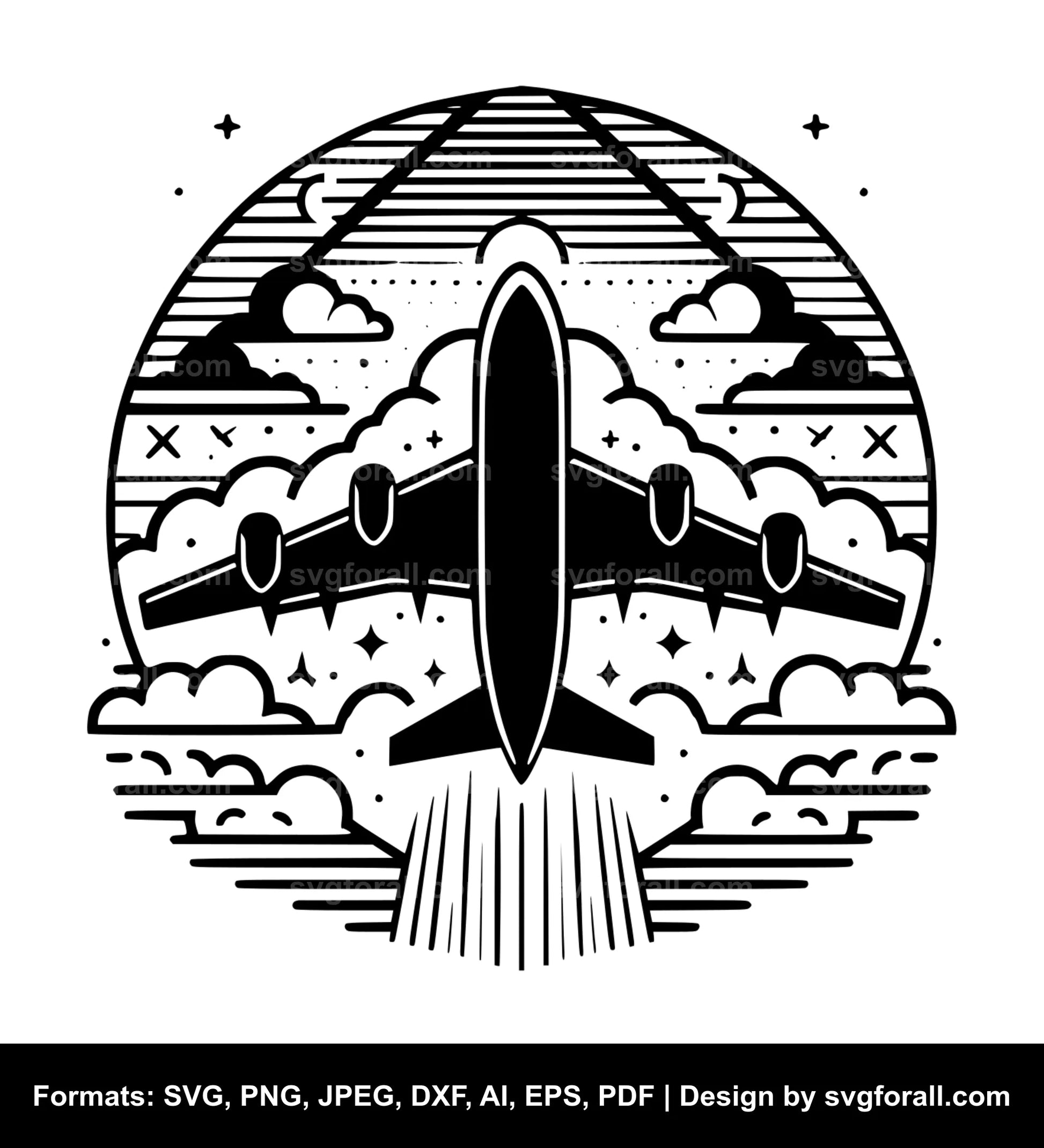 Flying Airplane SVG Design