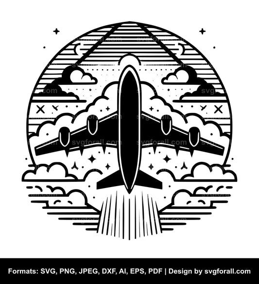 Flying Airplane SVG Design