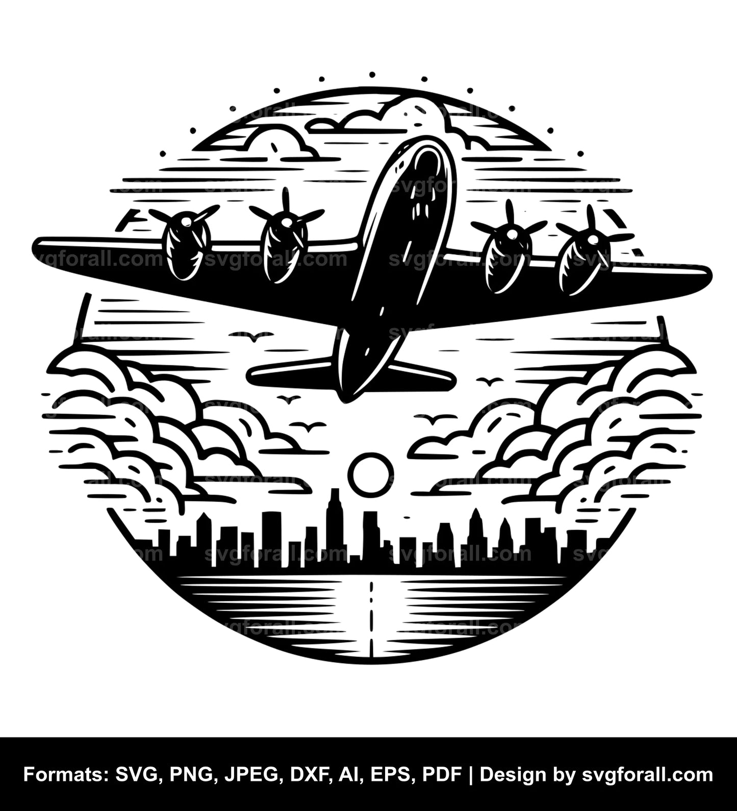 Flying Airplane SVG PNG