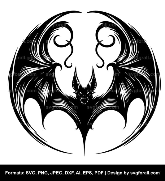 Flying Bat Black SVG