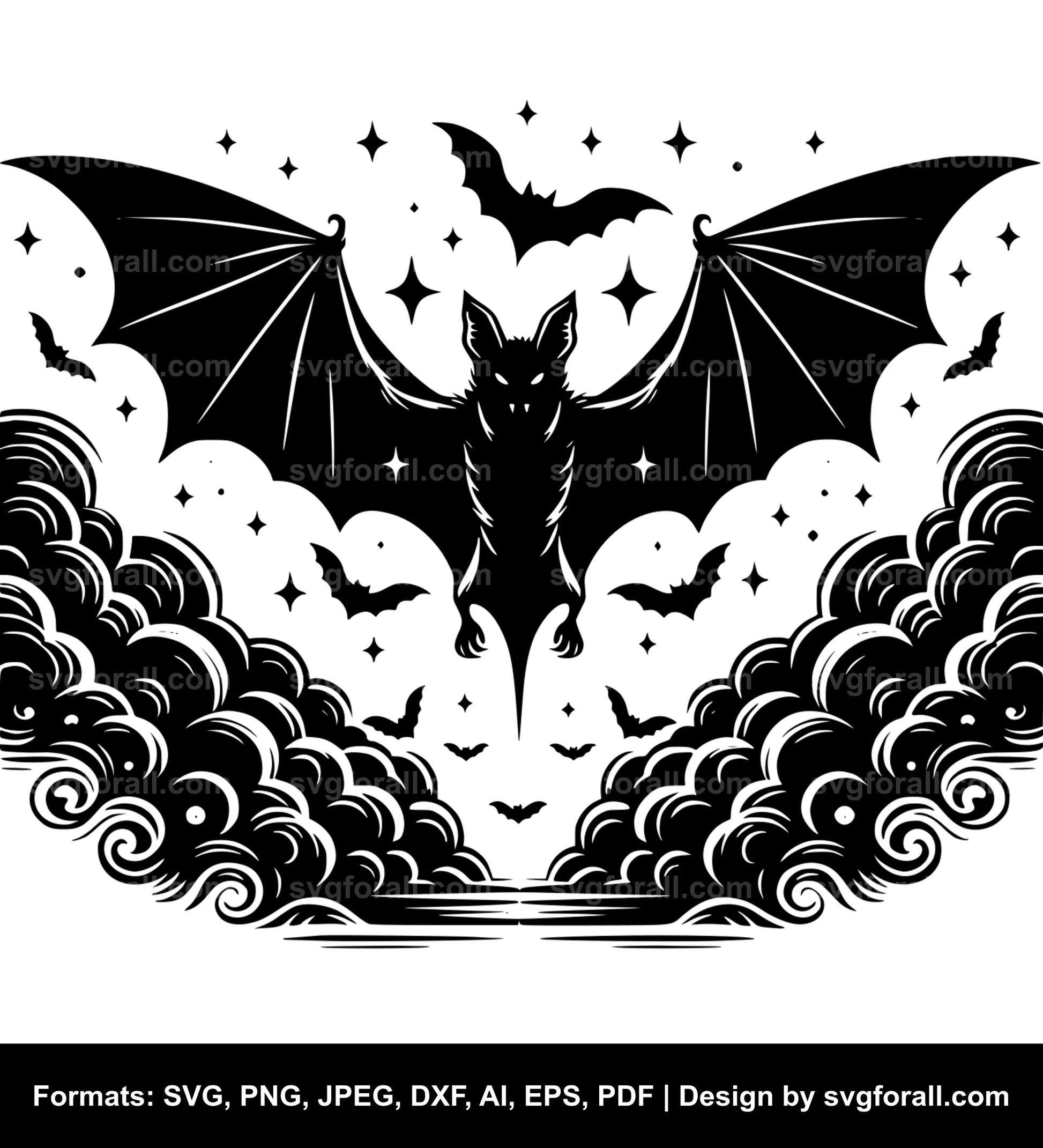 Flying Bat SVG Vector