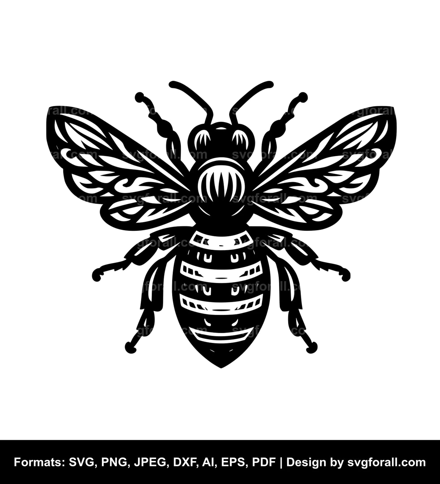 Flying Bee Black SVG