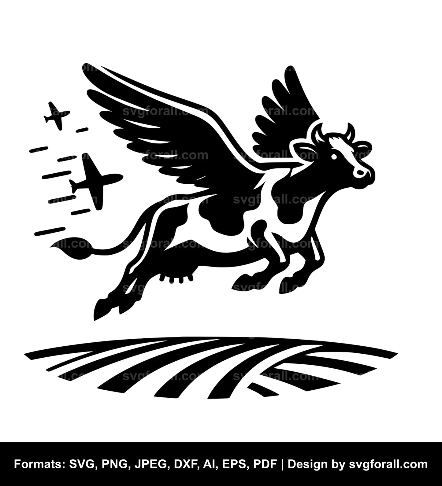 Flying Cow Black SVG