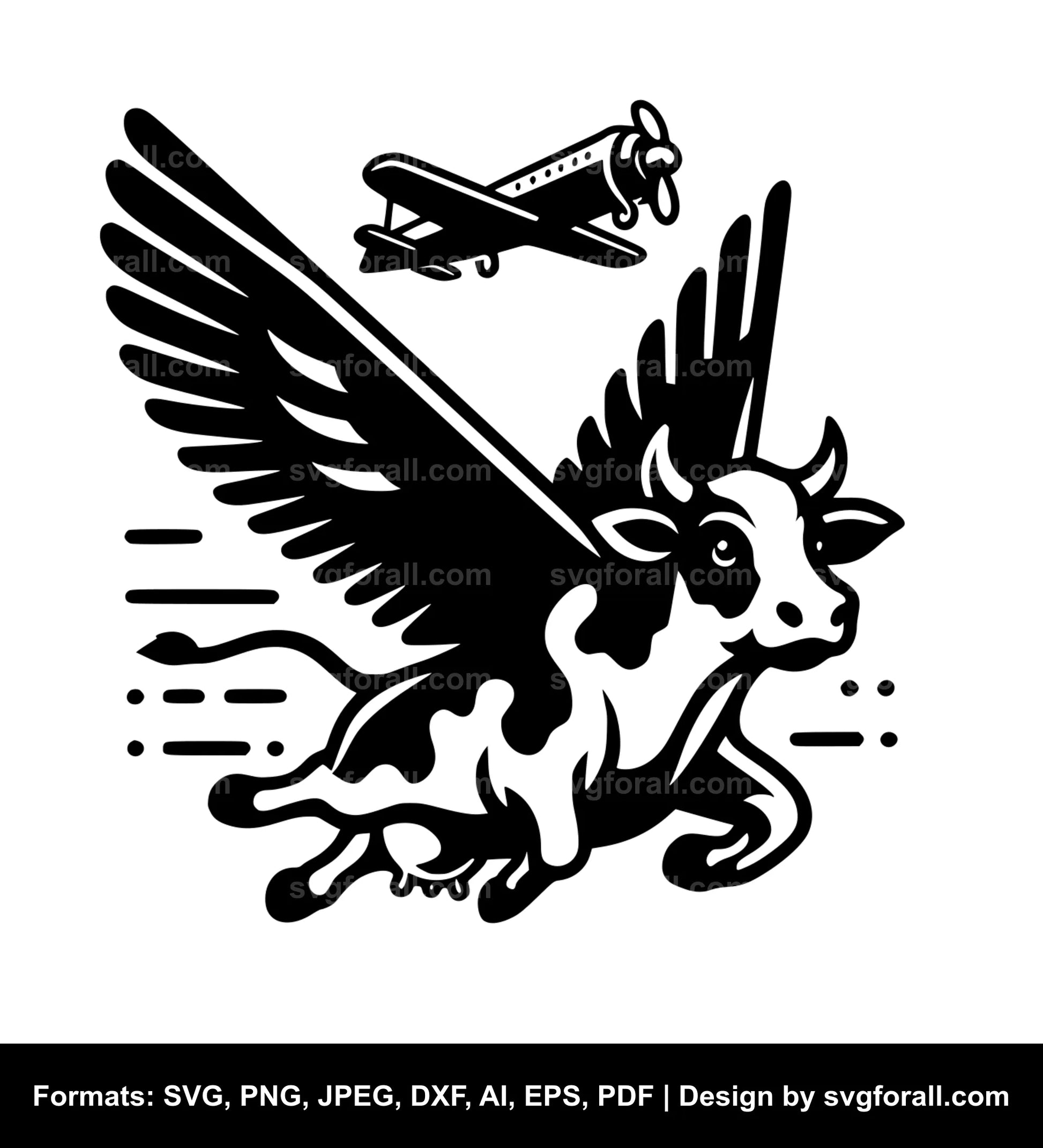 Flying Cow Vector SVG