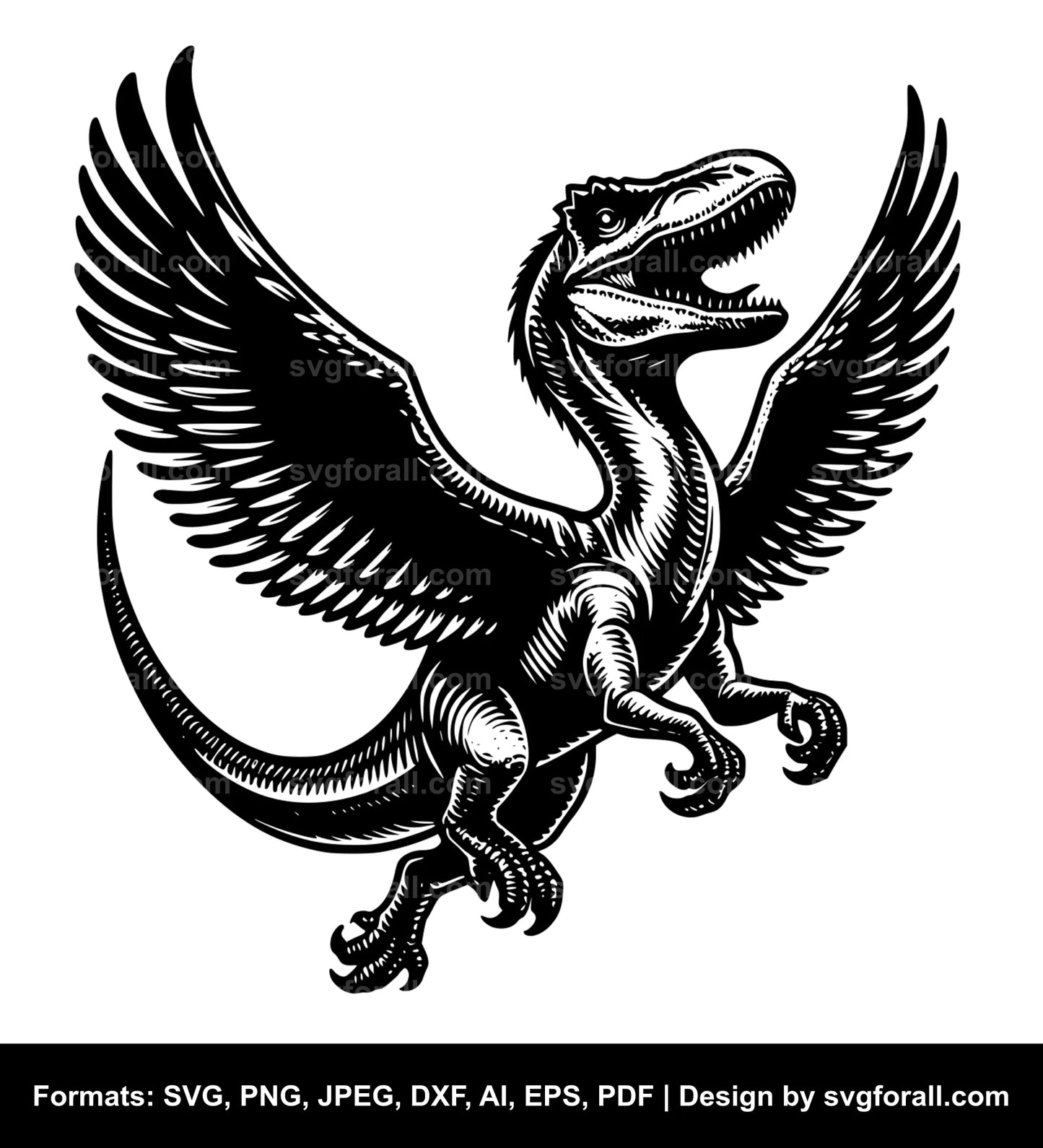 Flying Dinosaur Black SVG