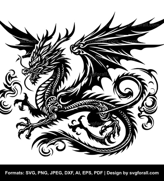 Flying Dragon Black SVG