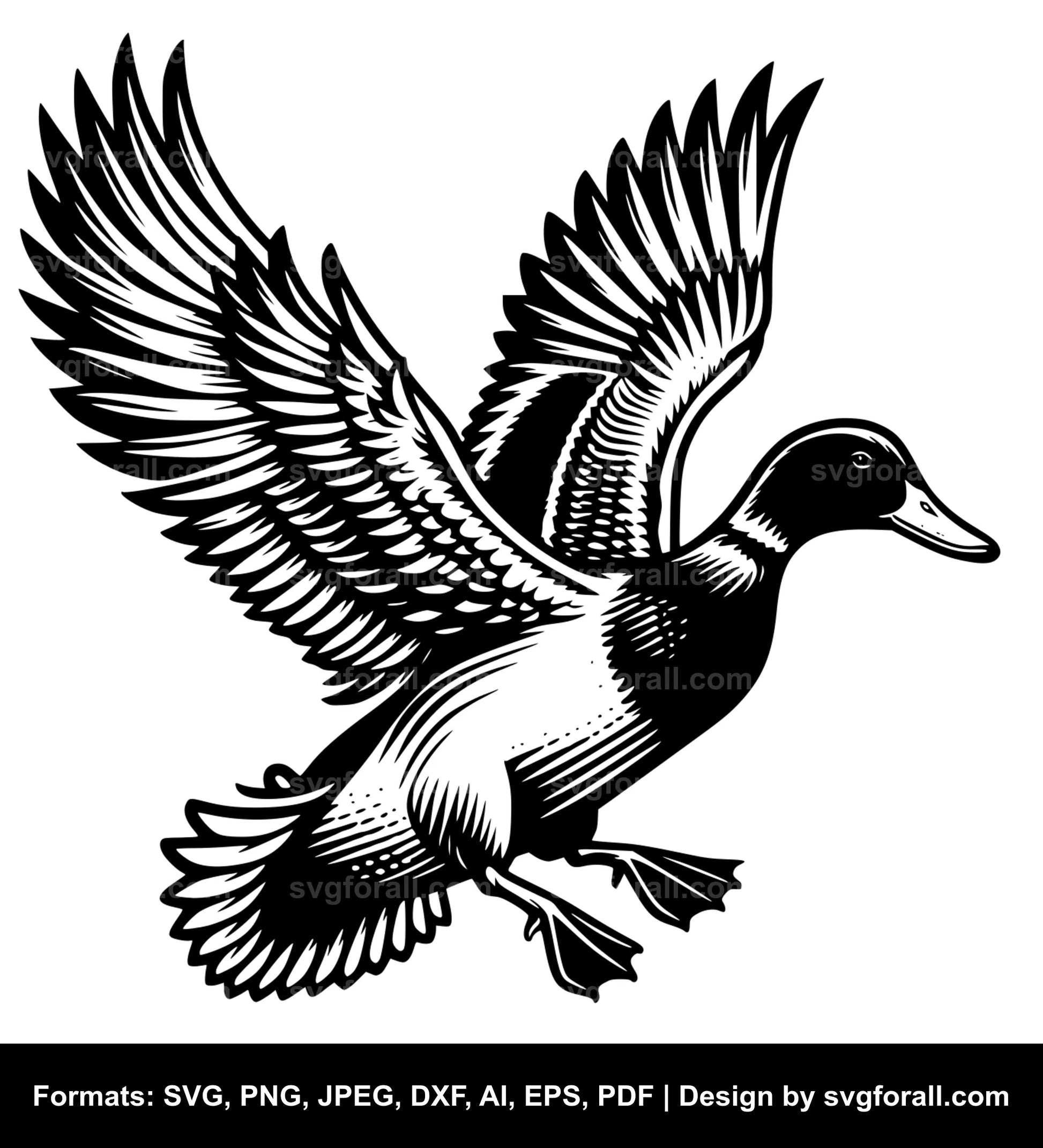 Flying Duck Black SVG