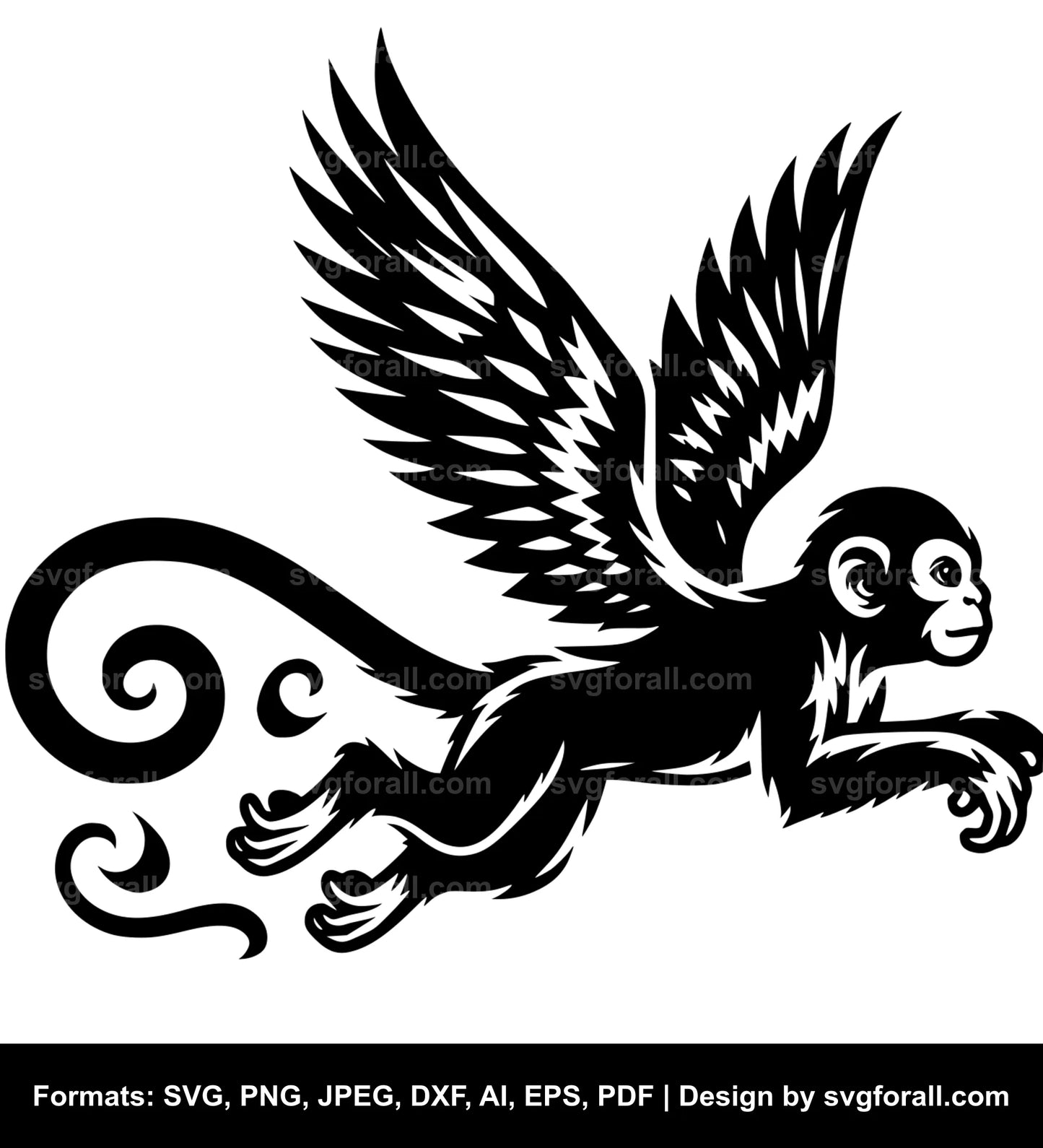 Flying Monkey Black SVG