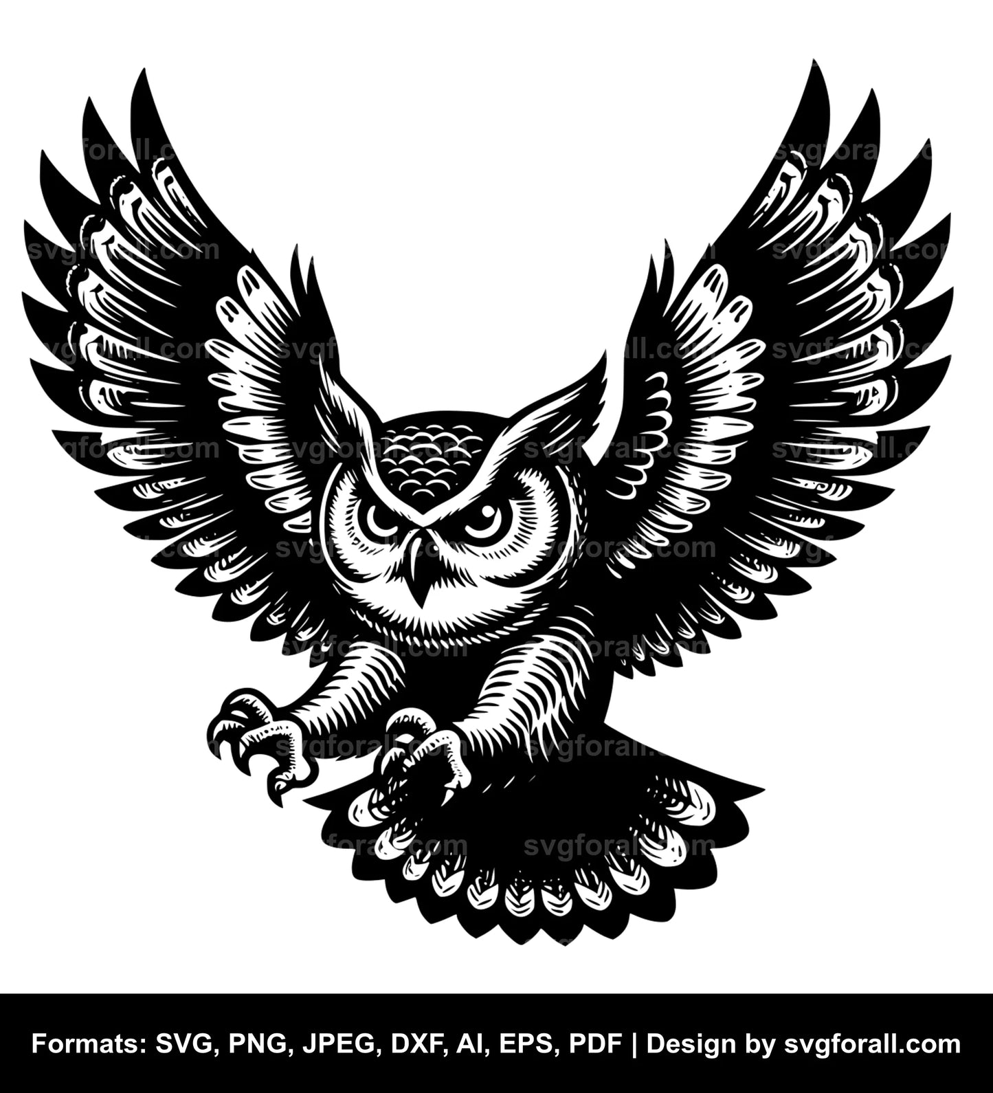 Flying Owl Black SVG