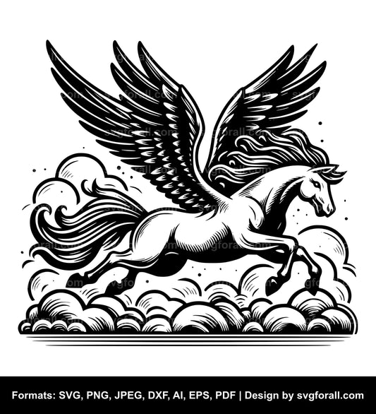 Flying Pegasus Black SVG