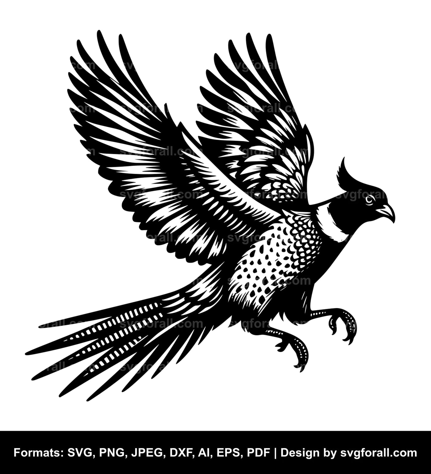 Flying Pheasant Black SVG