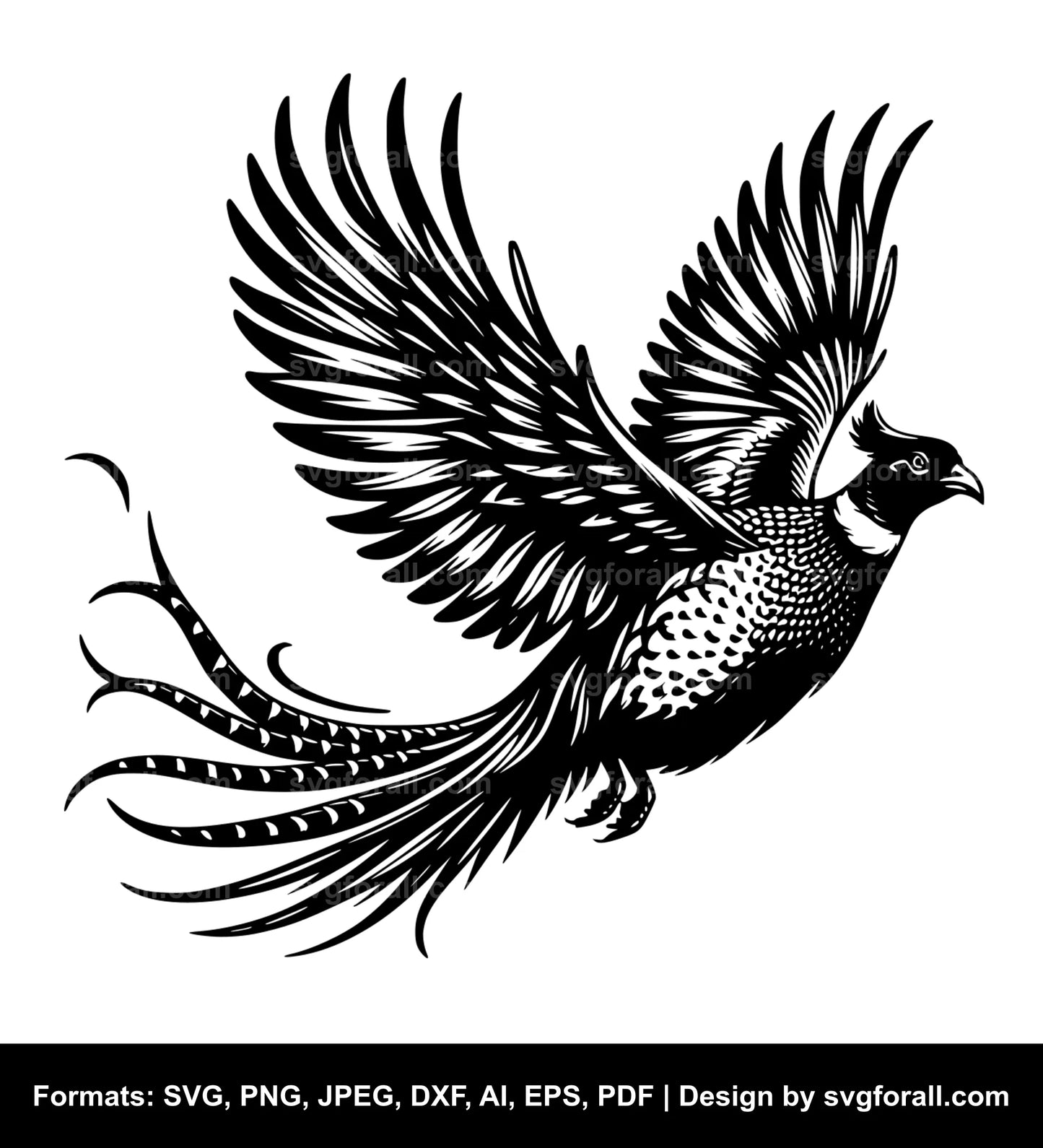 Flying Pheasant SVG Vector