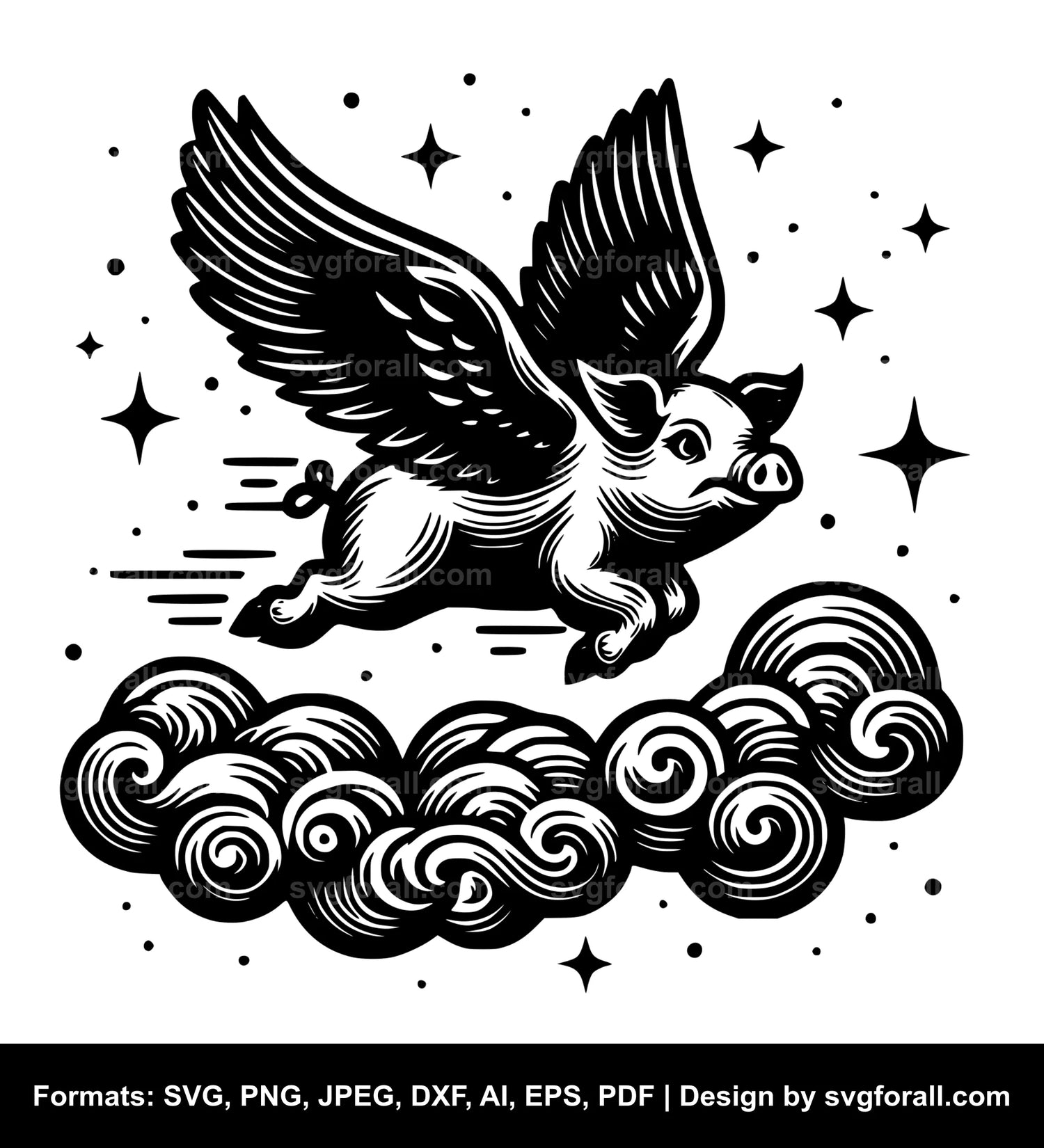 Flying Pig SVG Design