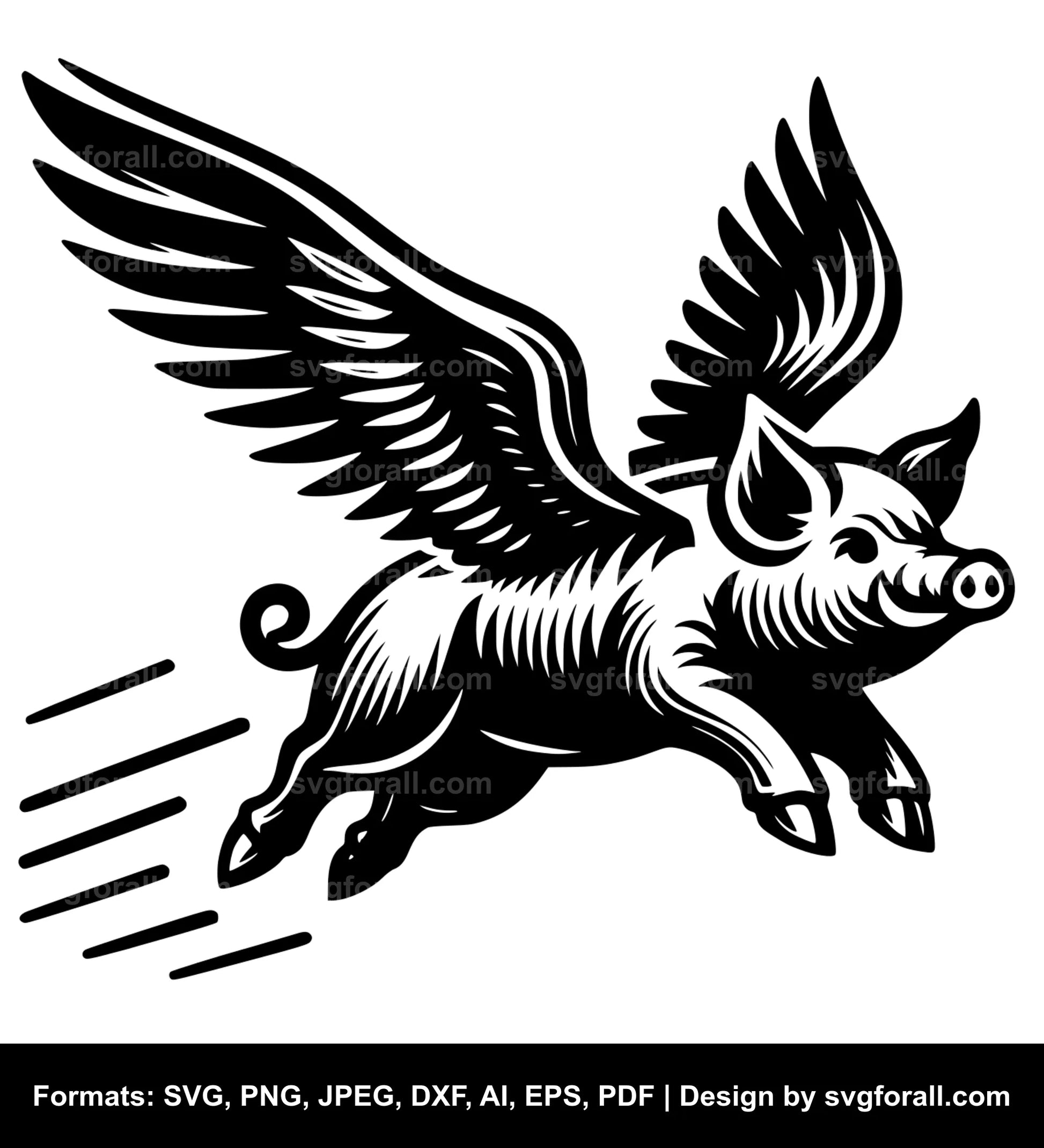 Flying Pig SVG PNG