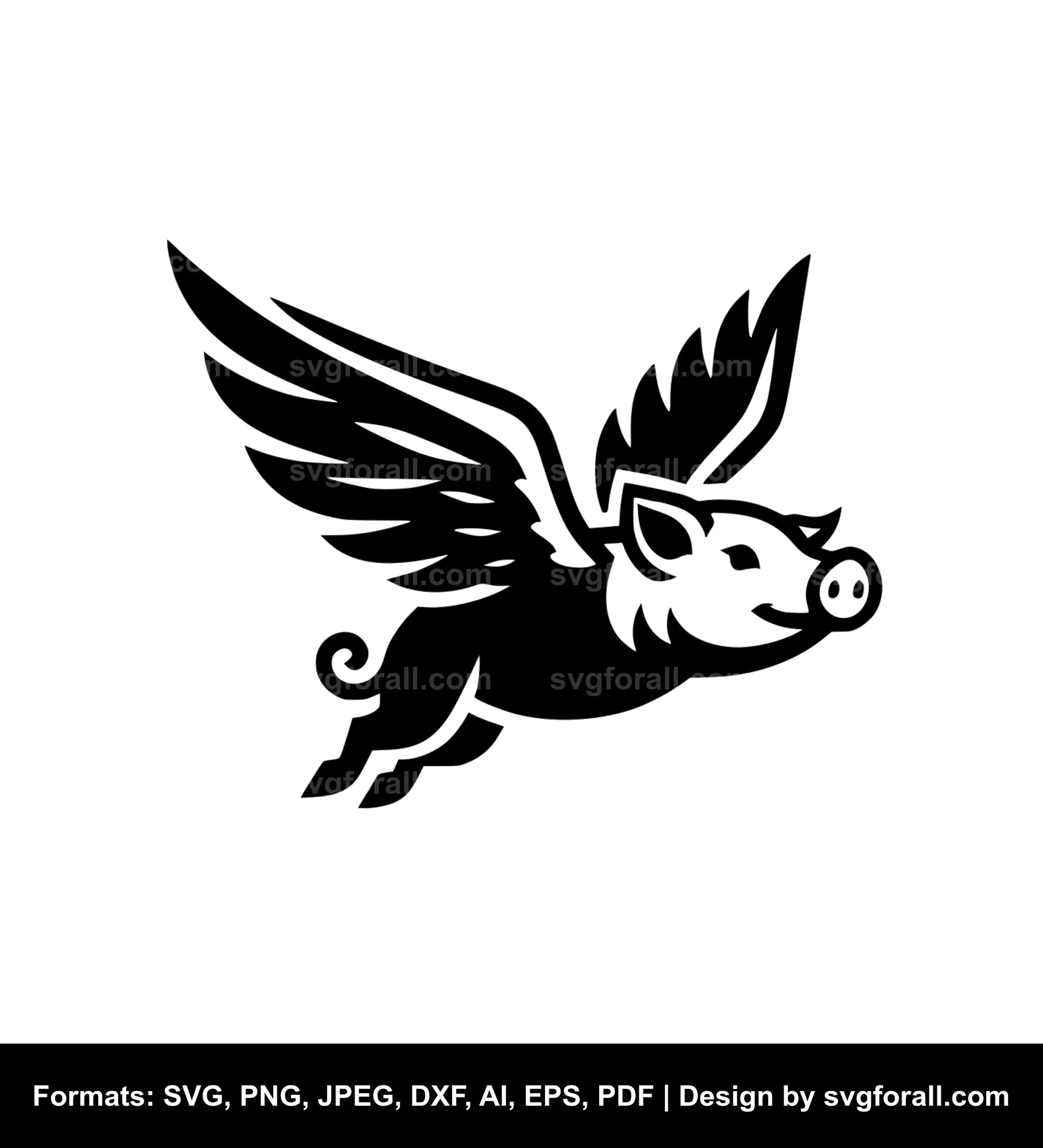 Flying Pig SVG Vector