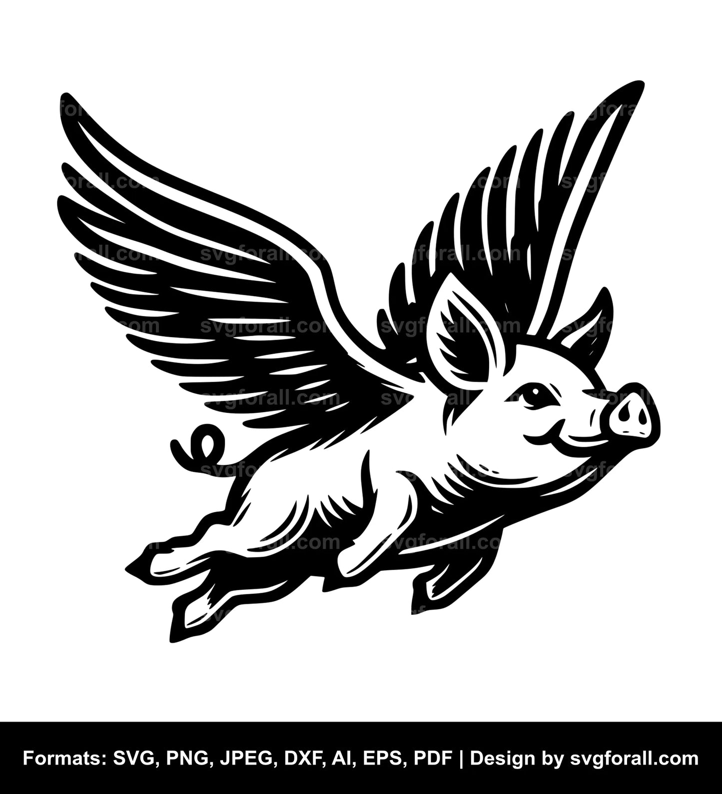 Flying Pig Vector SVG