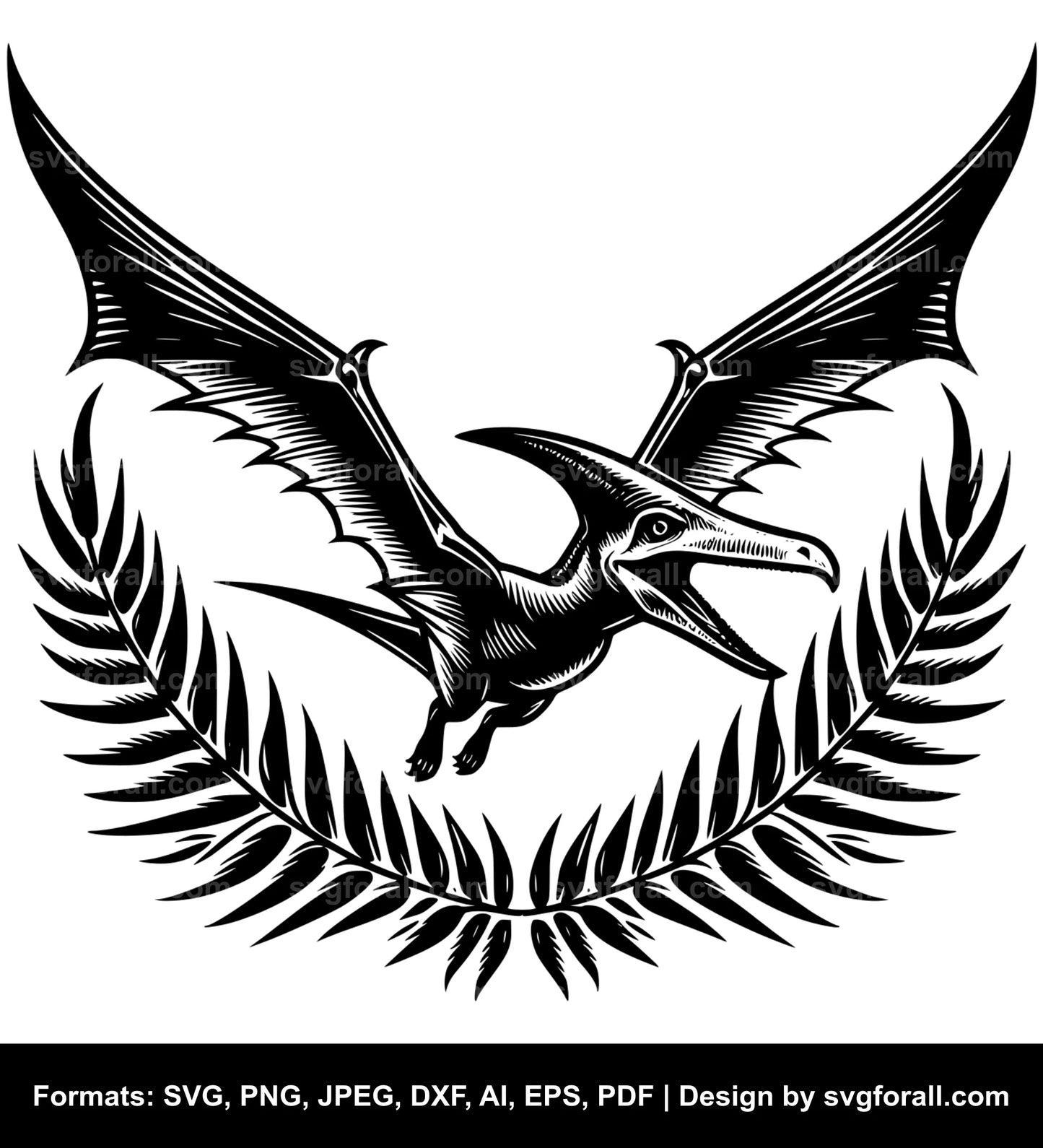 Flying Pterodactyl Black SVG