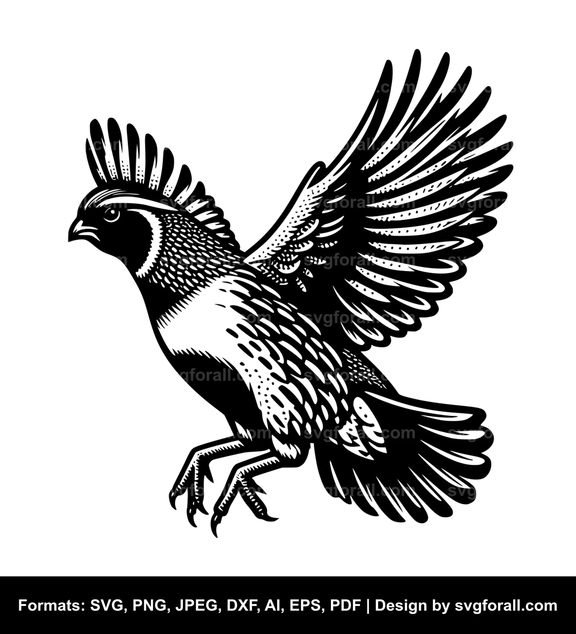 Flying Quail Black SVG