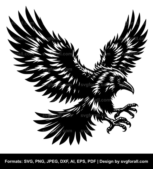 Flying Raven SVG PNG