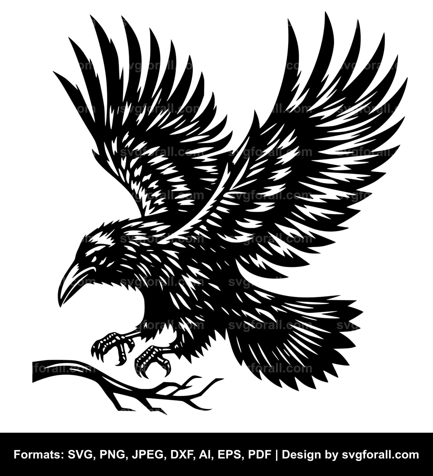 Flying Raven SVG Vector