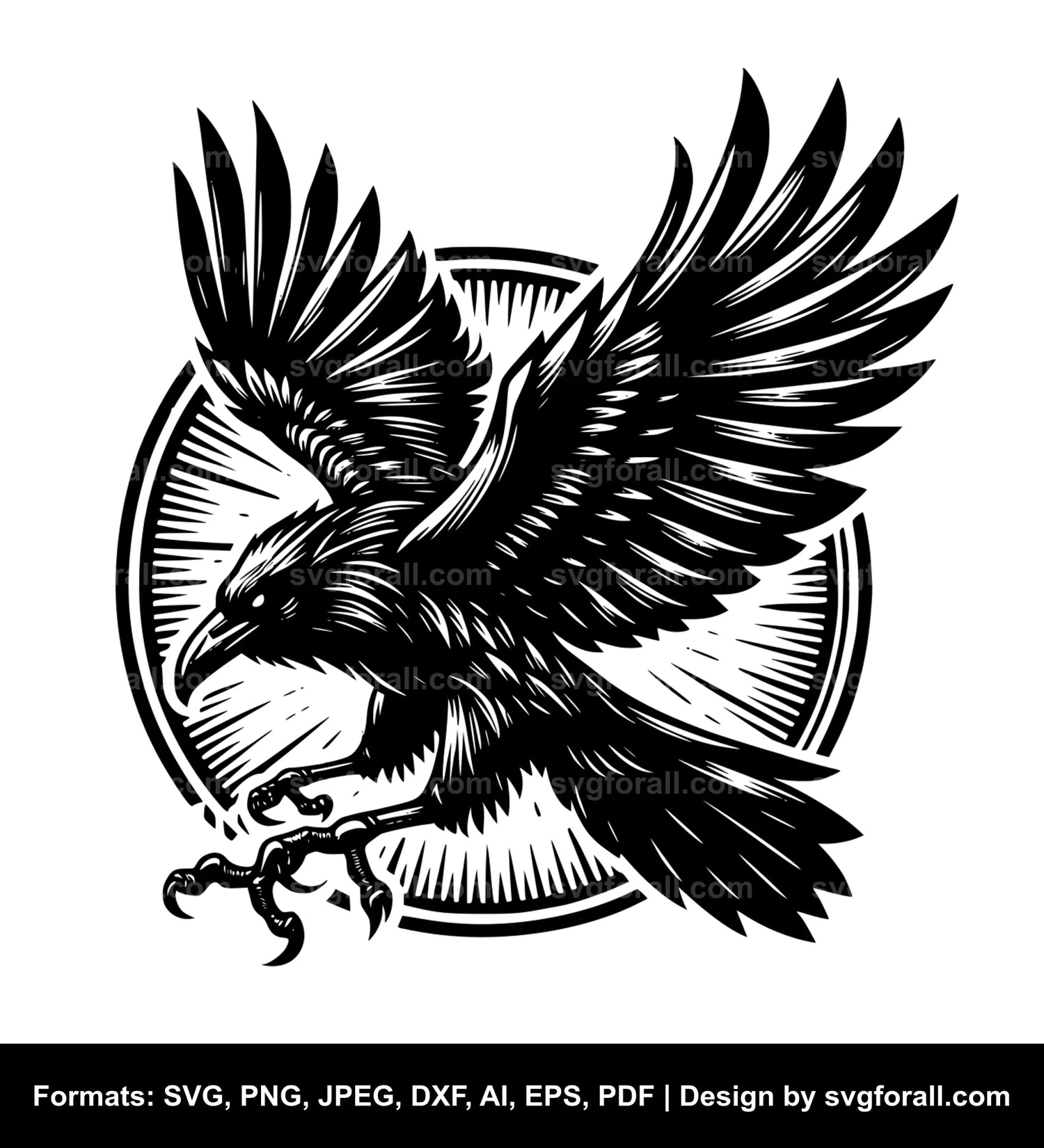 Flying Raven Vector SVG