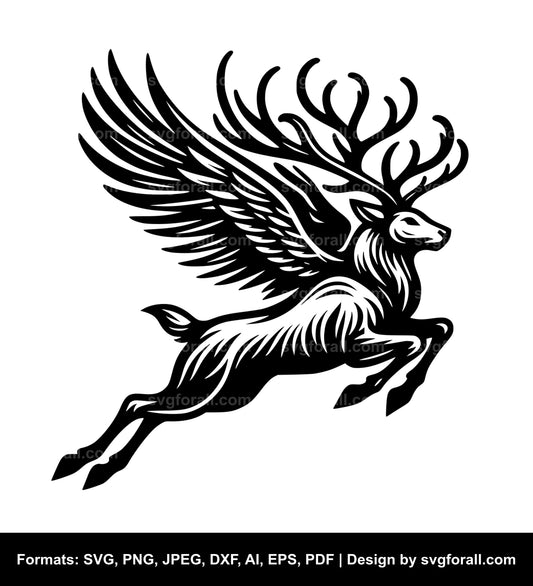 Flying Reindeer SVG Vector