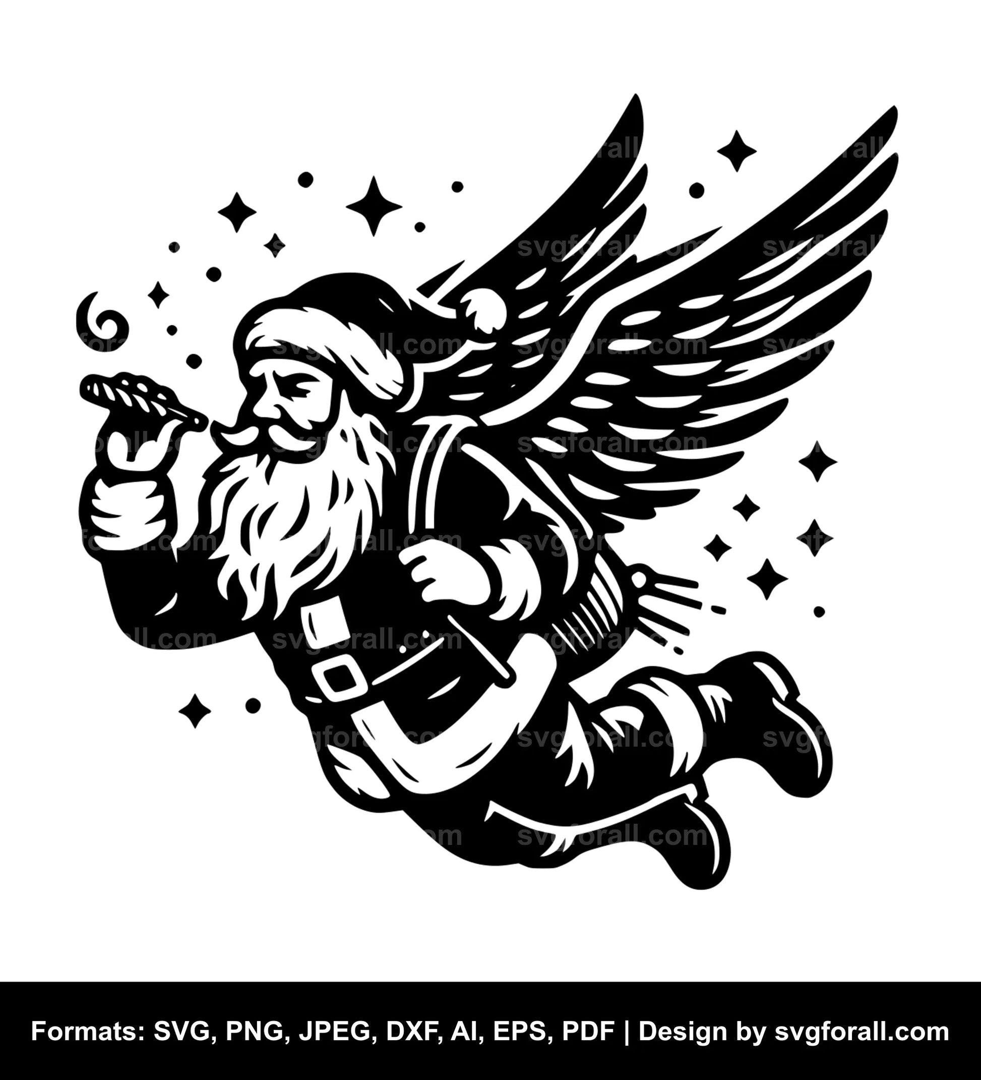 Flying Santa SVG Vector