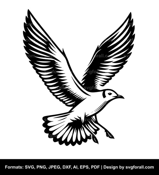 Flying Seagull Black SVG