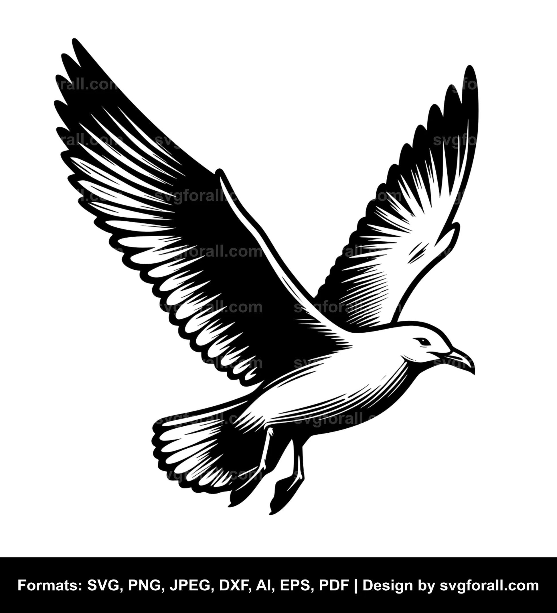 Flying Seagull SVG File