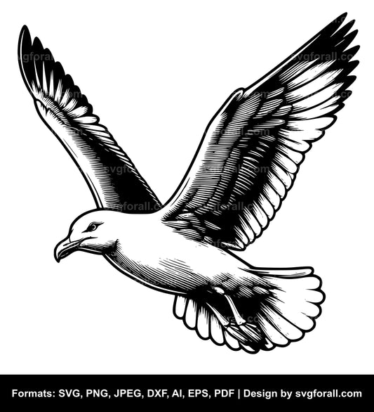 Flying Seagull SVG Vector