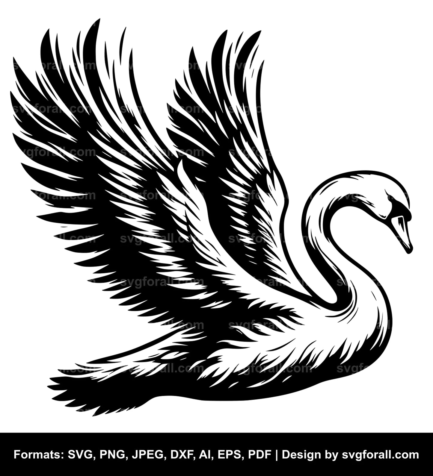 Flying Swan SVG Vector